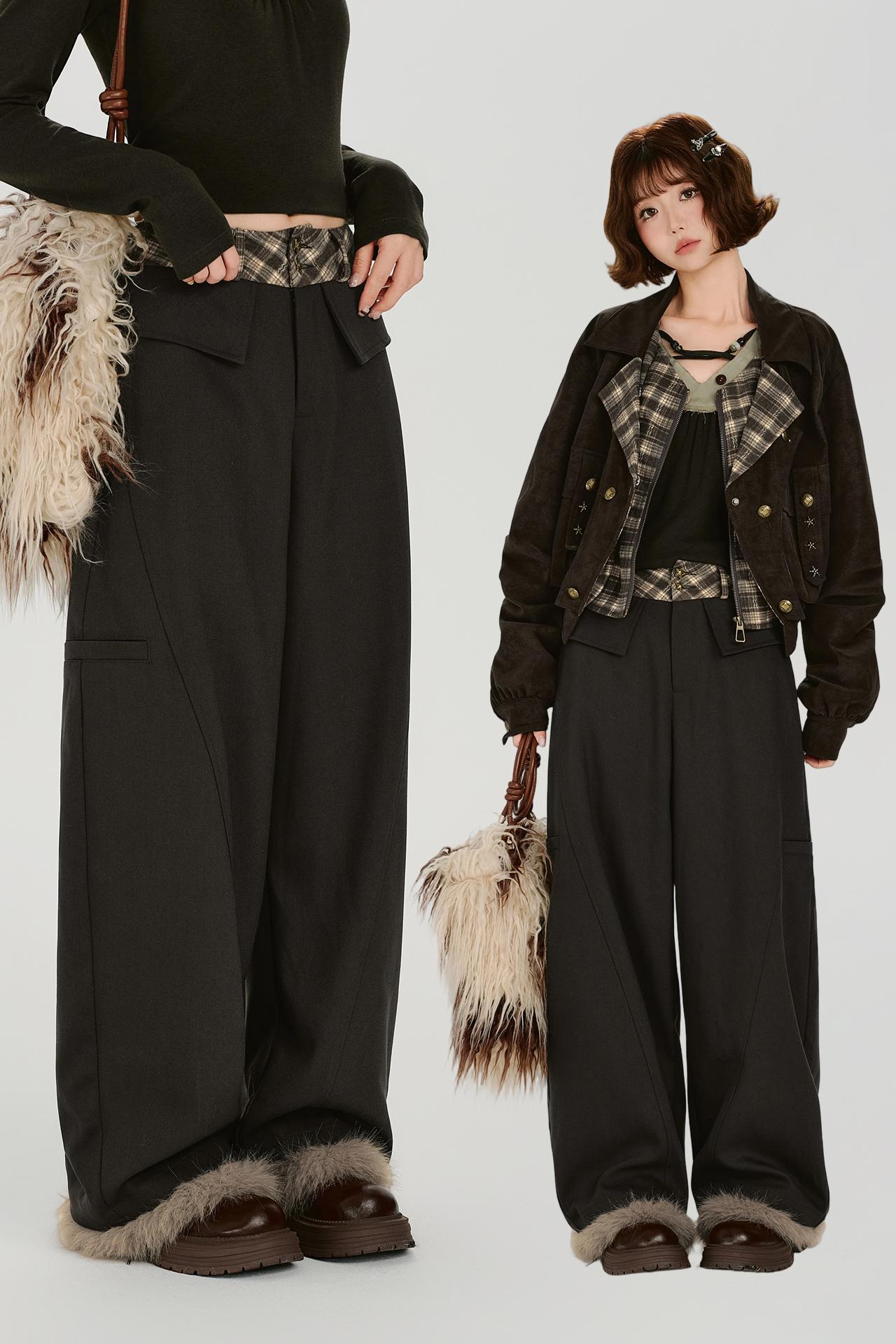 レトロマルーンワイドレッグパンツ