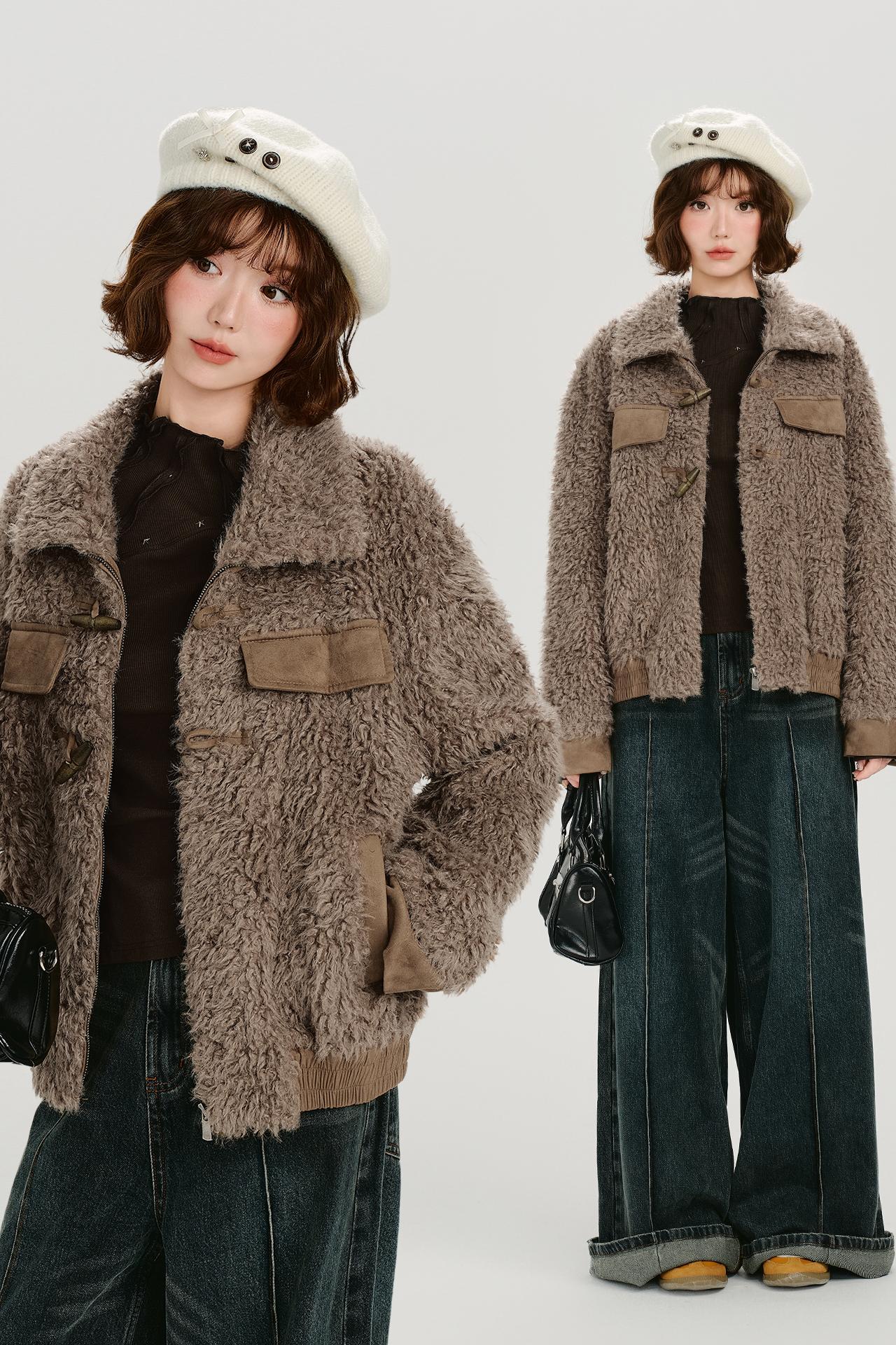 ヴィンテージラペルプラッシュホーンボタンジャケット