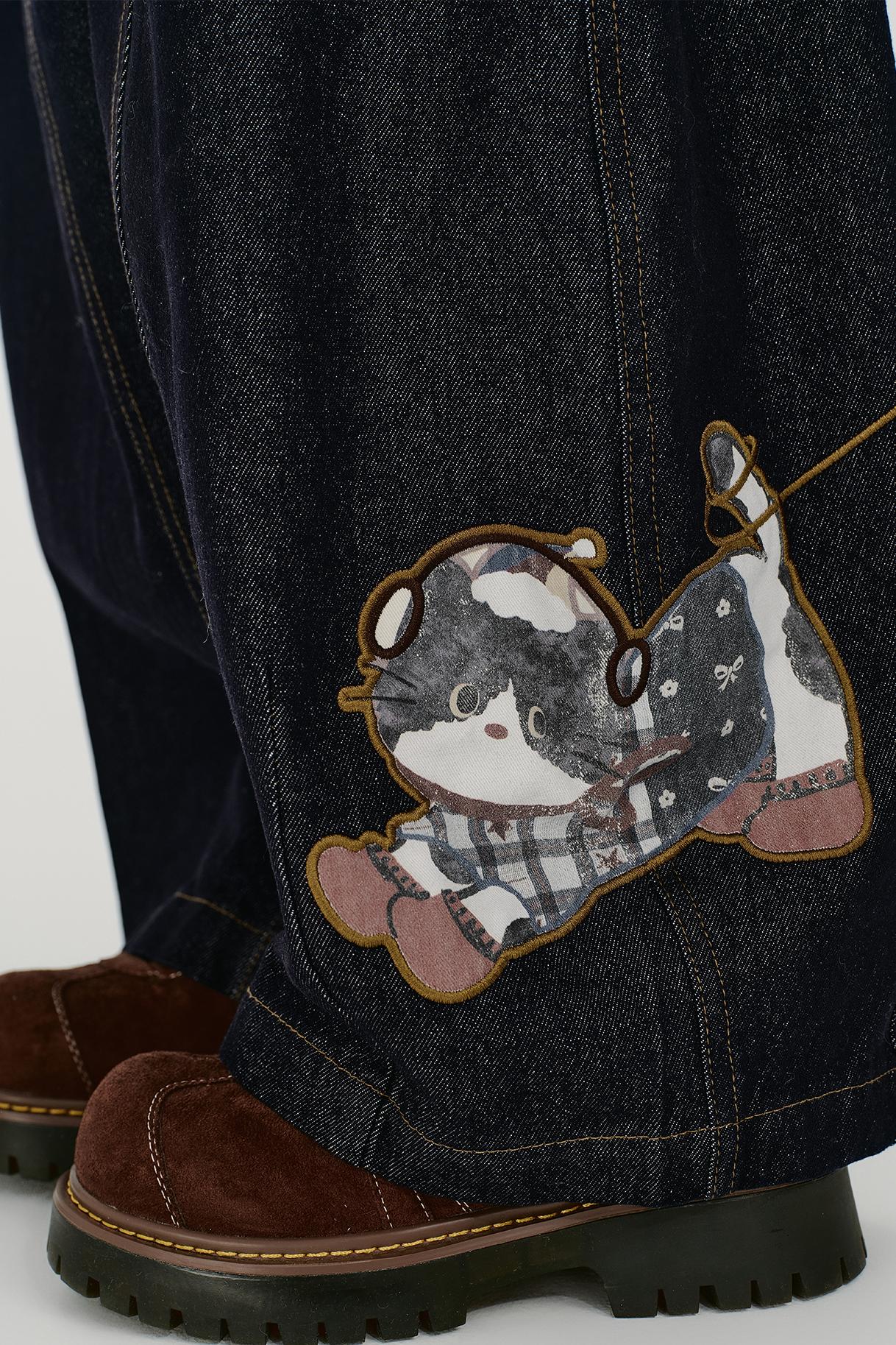 ヴィンテージテープエンブロイダリーワイドレッグジーンズ