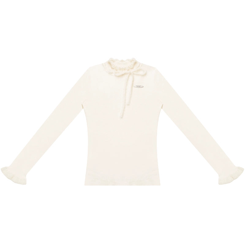 Bowknot Ruffle Knit Top