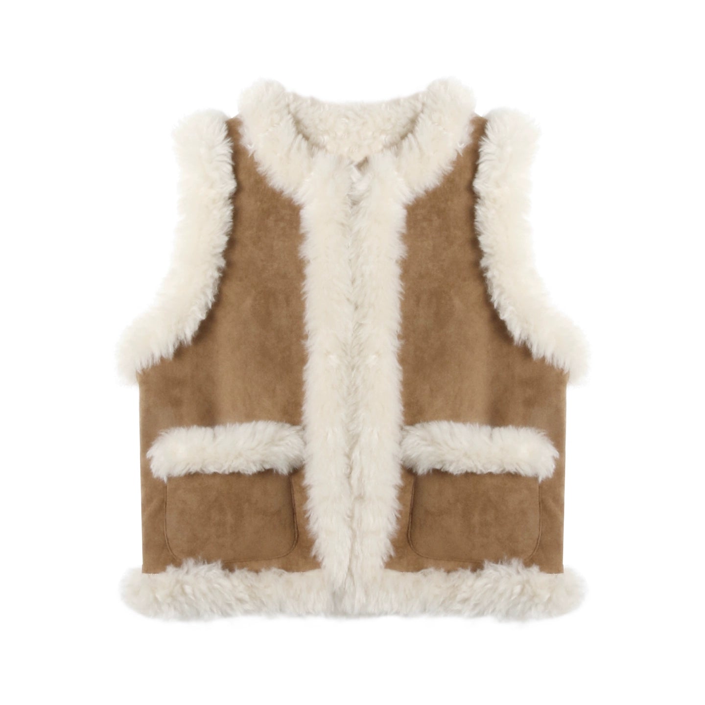 Reversible suede fur vest