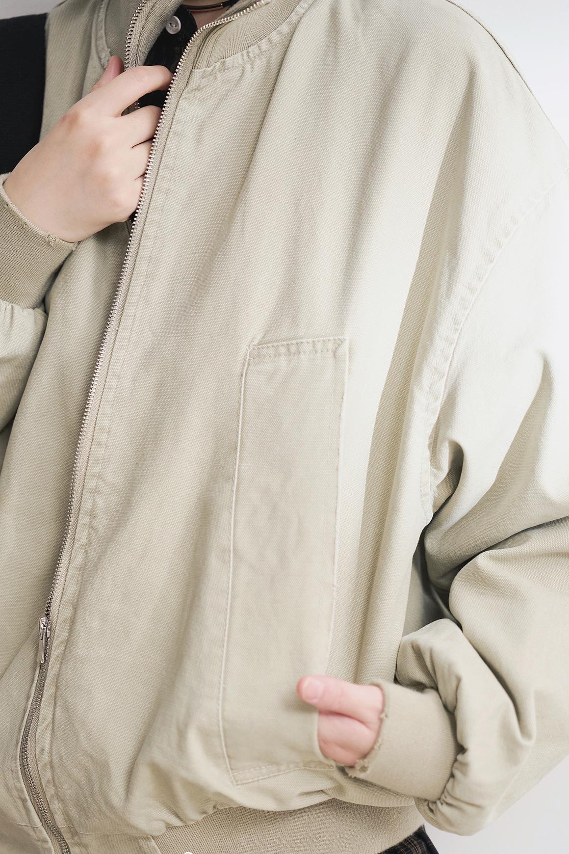 Relaxed Solid Stand Collar Jacket