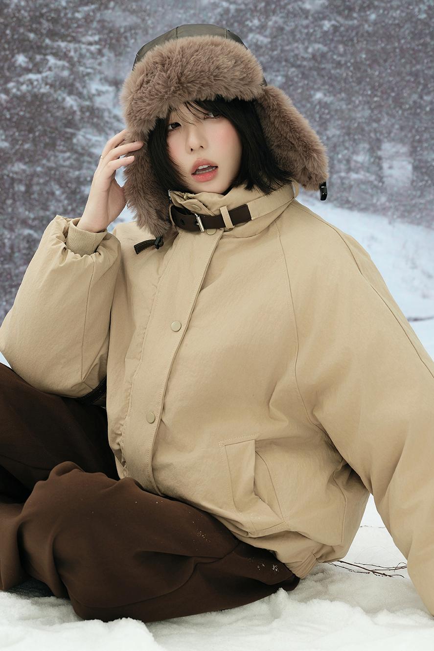 Gravity Stand Collar Leather Jacket