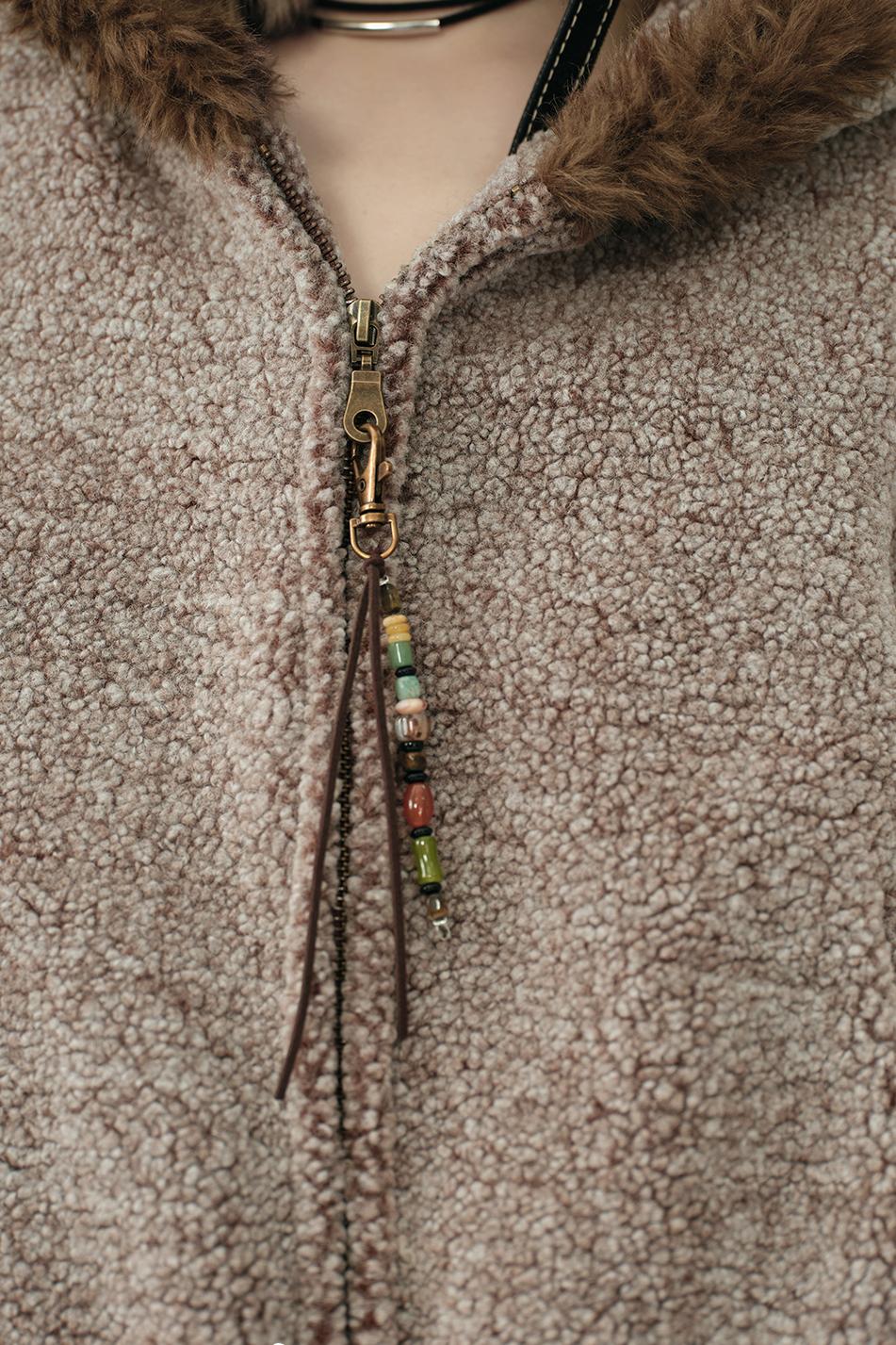 Wool Fur Collar Hooded Jacket