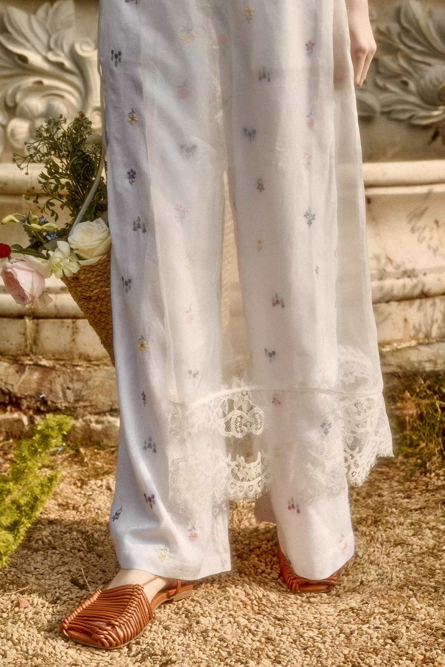 レトロフラワードレス+トップス+パンツ+カーテン+スカーフ