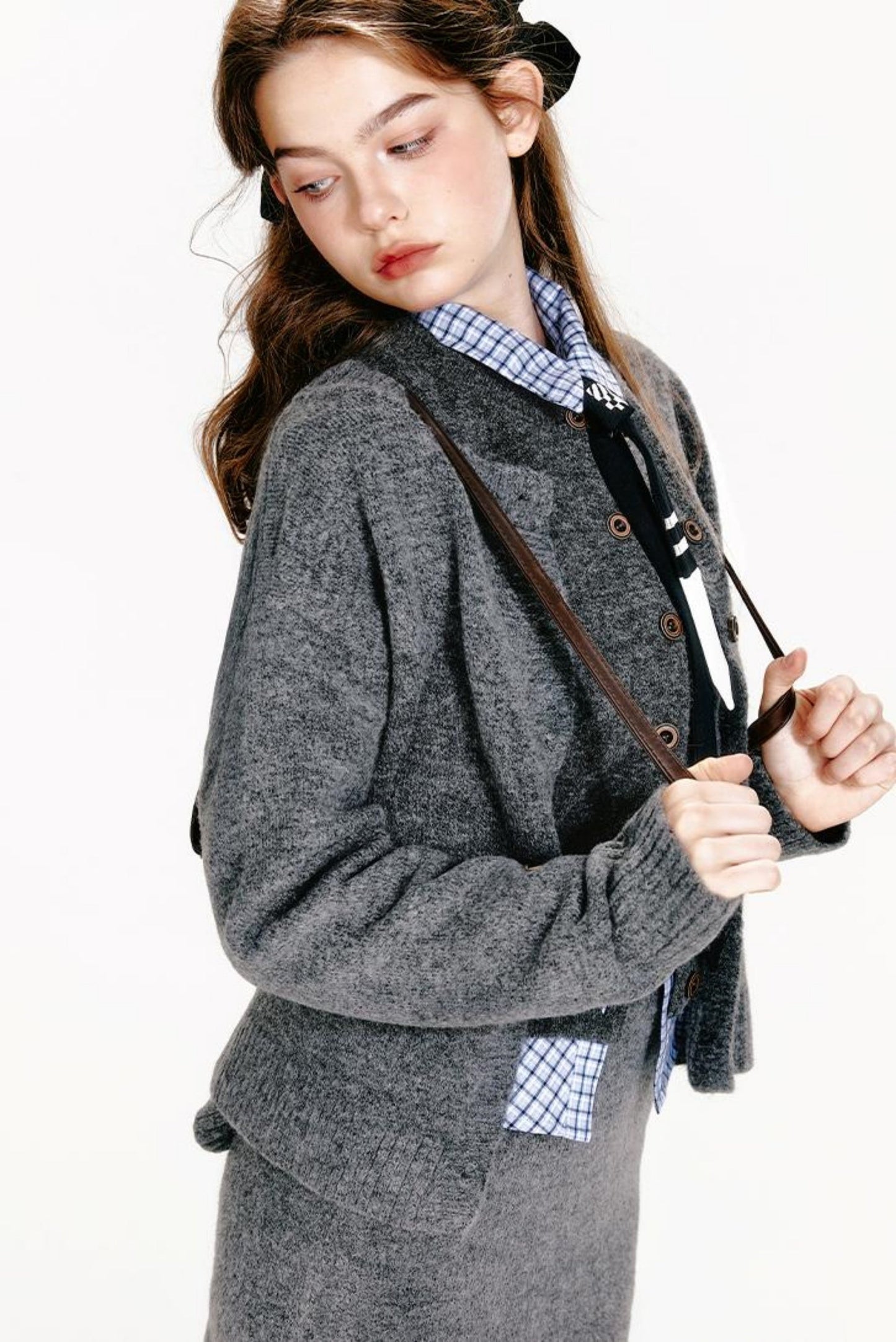 Chic Knit Zip Cardigan + Vest + Tight Skirt