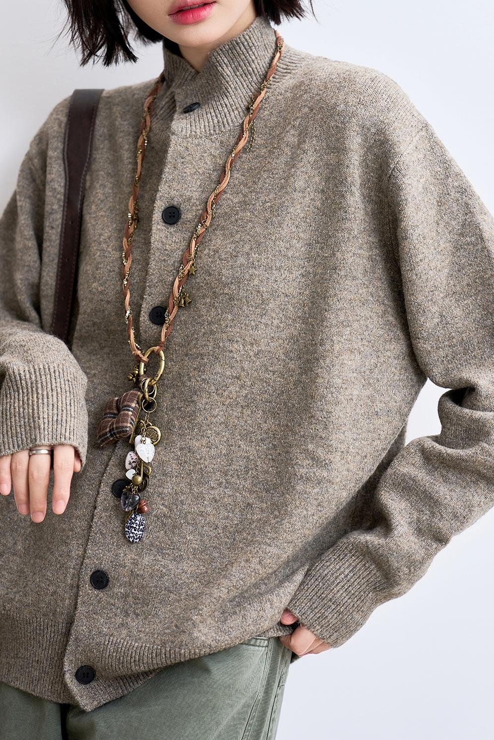 Wool-blend knit cardigan