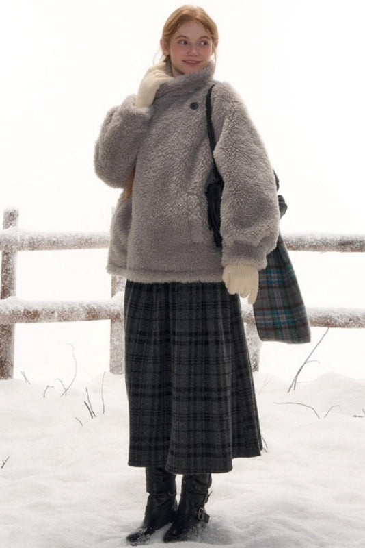 リバーシブルチェックルーズコート