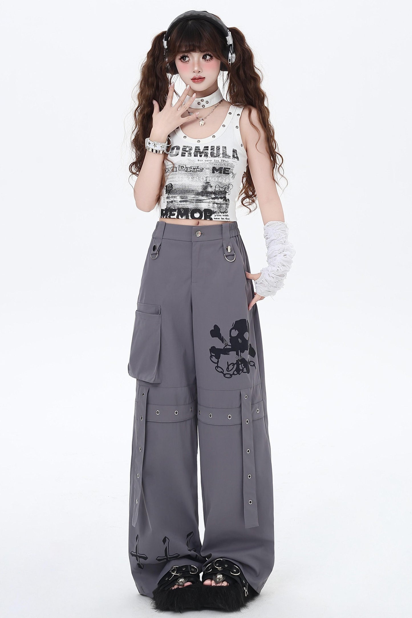 ストリートワイドカジュアルパンツ