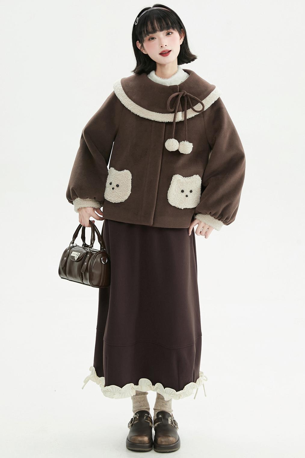 キャラメルブラウンプラッシュコート