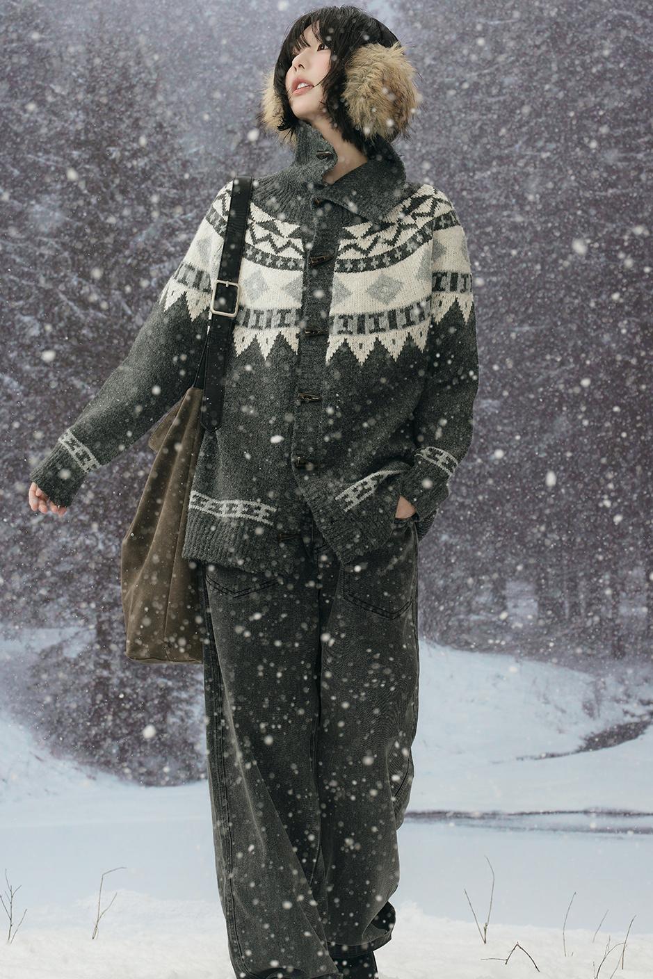 カラーコントラストニットカーディガン