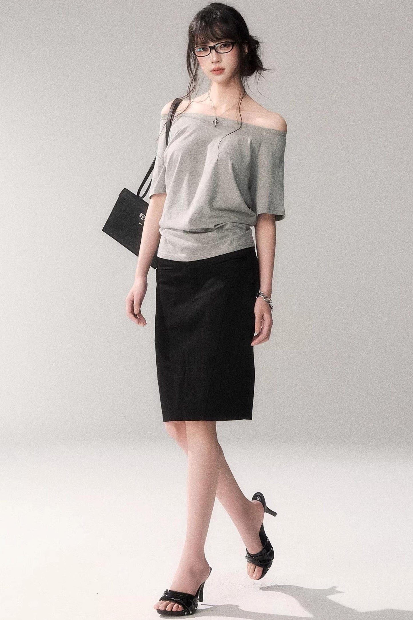 纯棉水洗中长半身裙