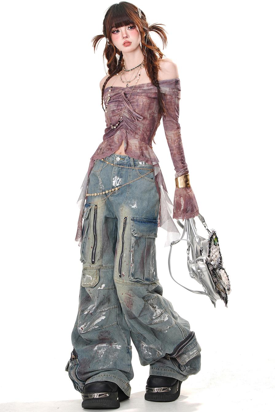 スパイスガールレースワンショルダーTシャツ