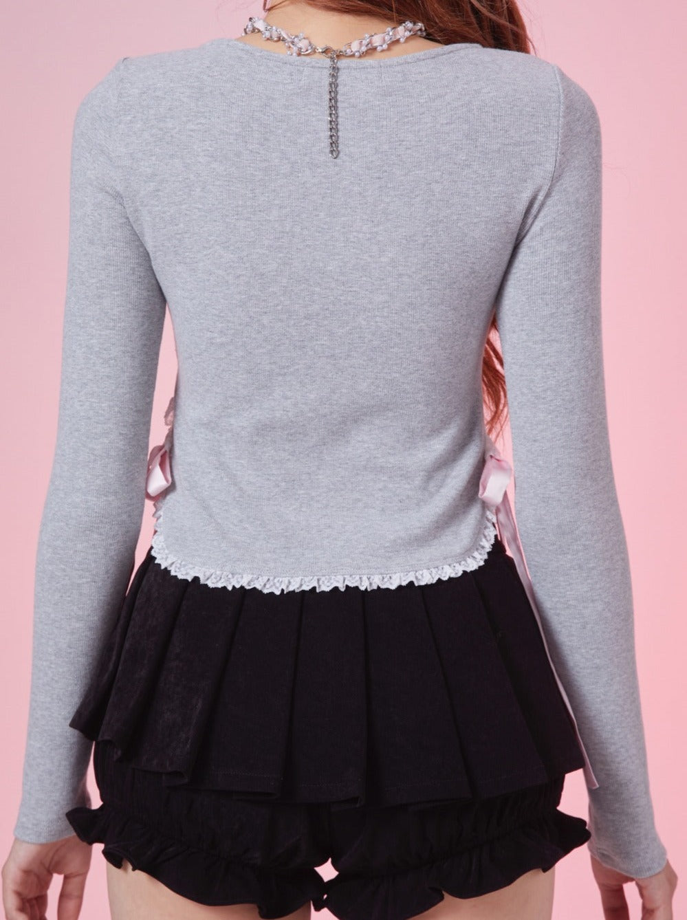 Lovely Lace Side Ribbon Slim Top