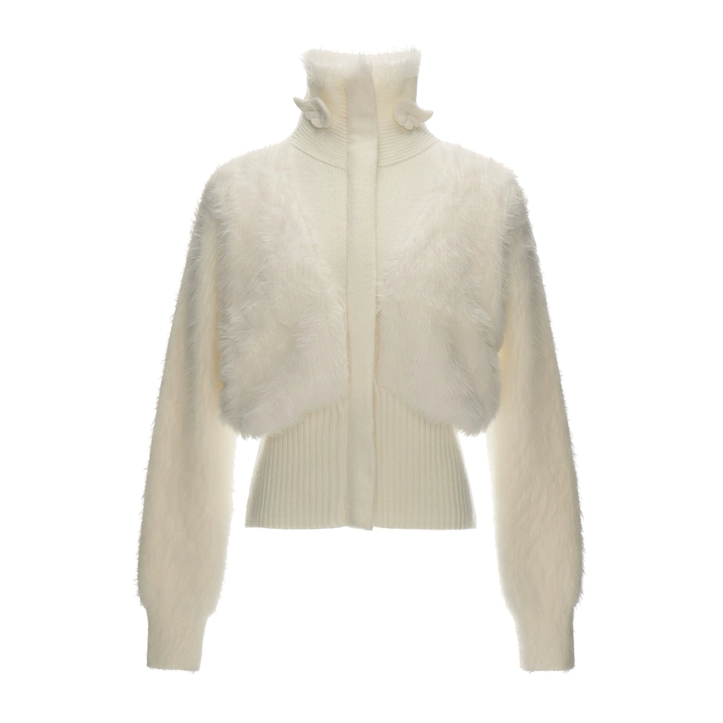 Winged Knit Turtleneck Sweater