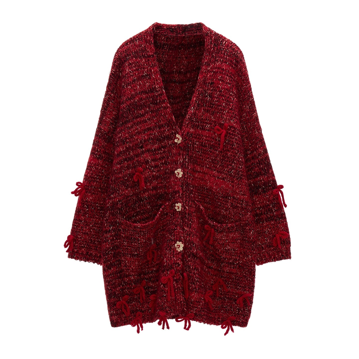 Retro Bow Button Knit Cardigan