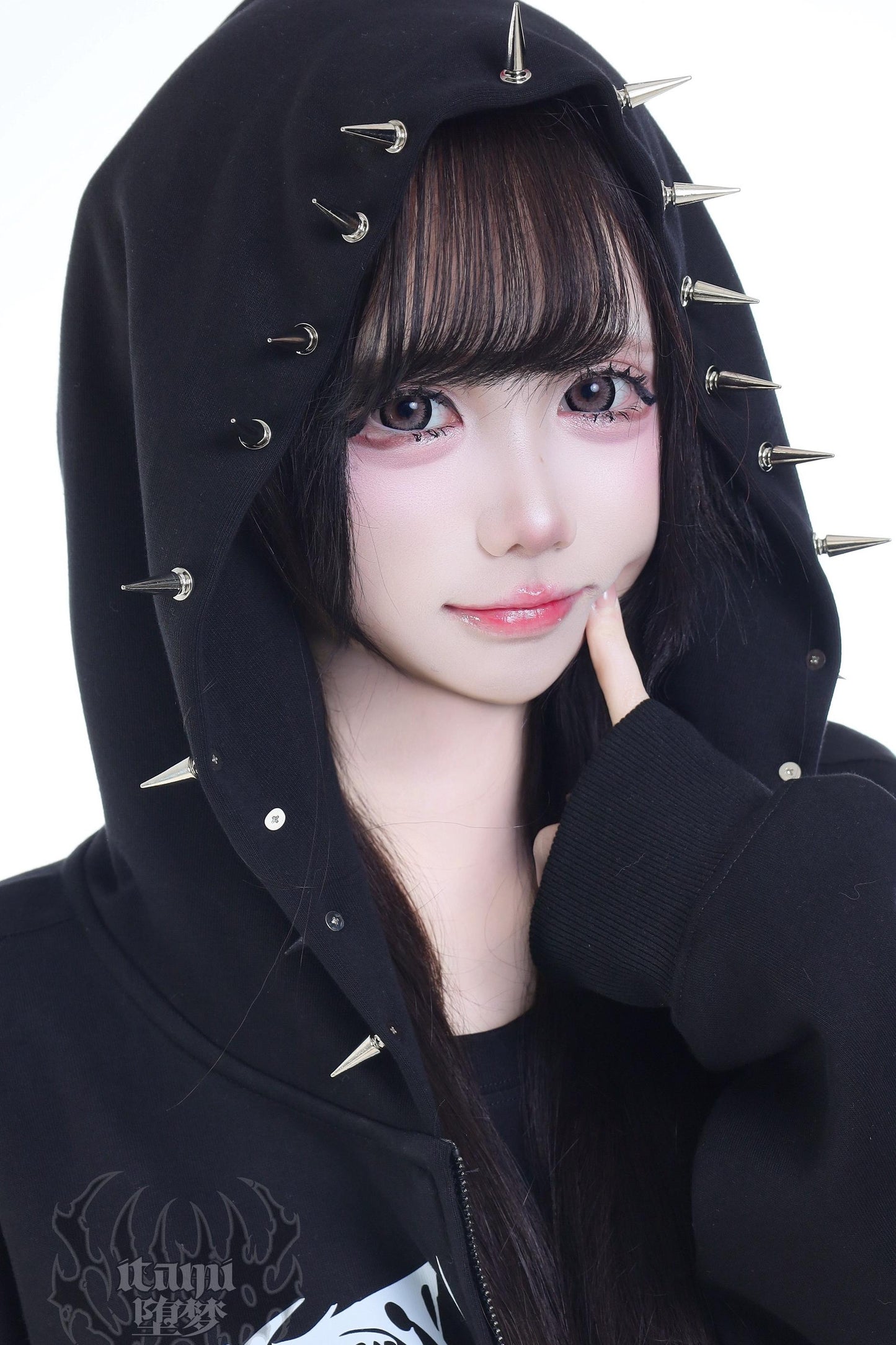 Gothic Print Hooded Hoodie
