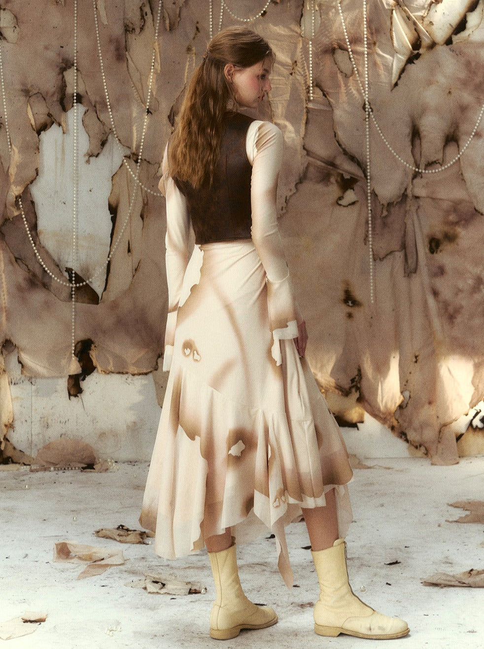 레트로 레이스 스웨이드 조끼