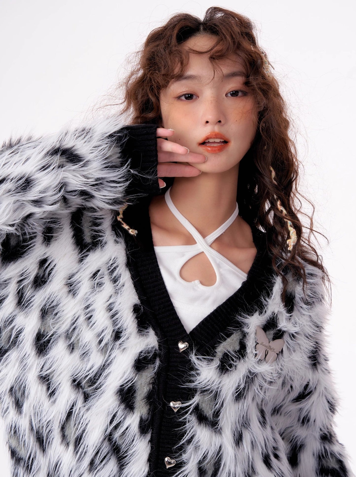 Cardigan en mode fourrure léopard