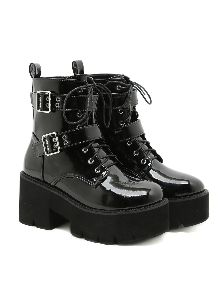 Dark Y2K Hot Girl Belt Buckle Platform Shoes