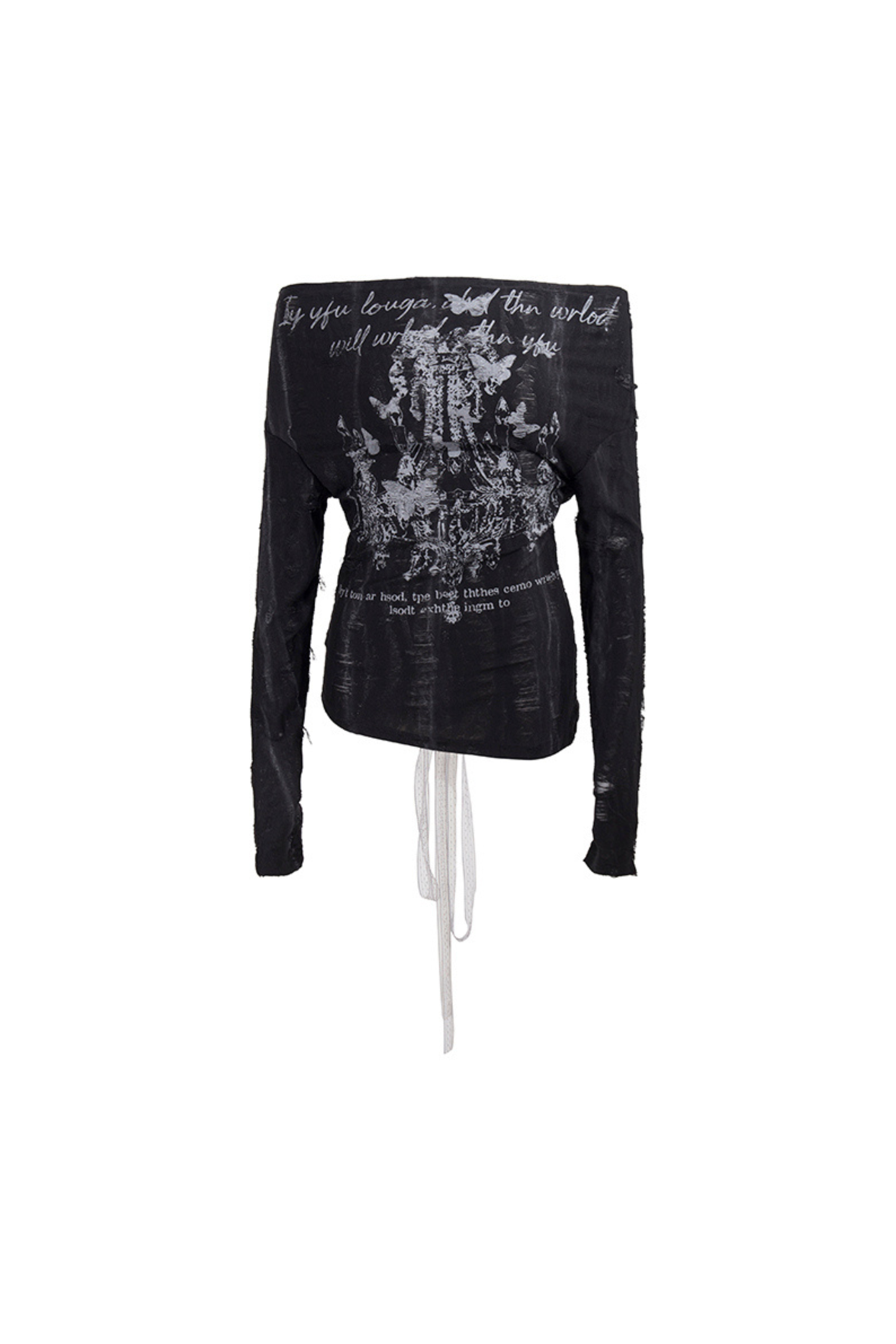 Y2K butterfly off-the-shoulder top