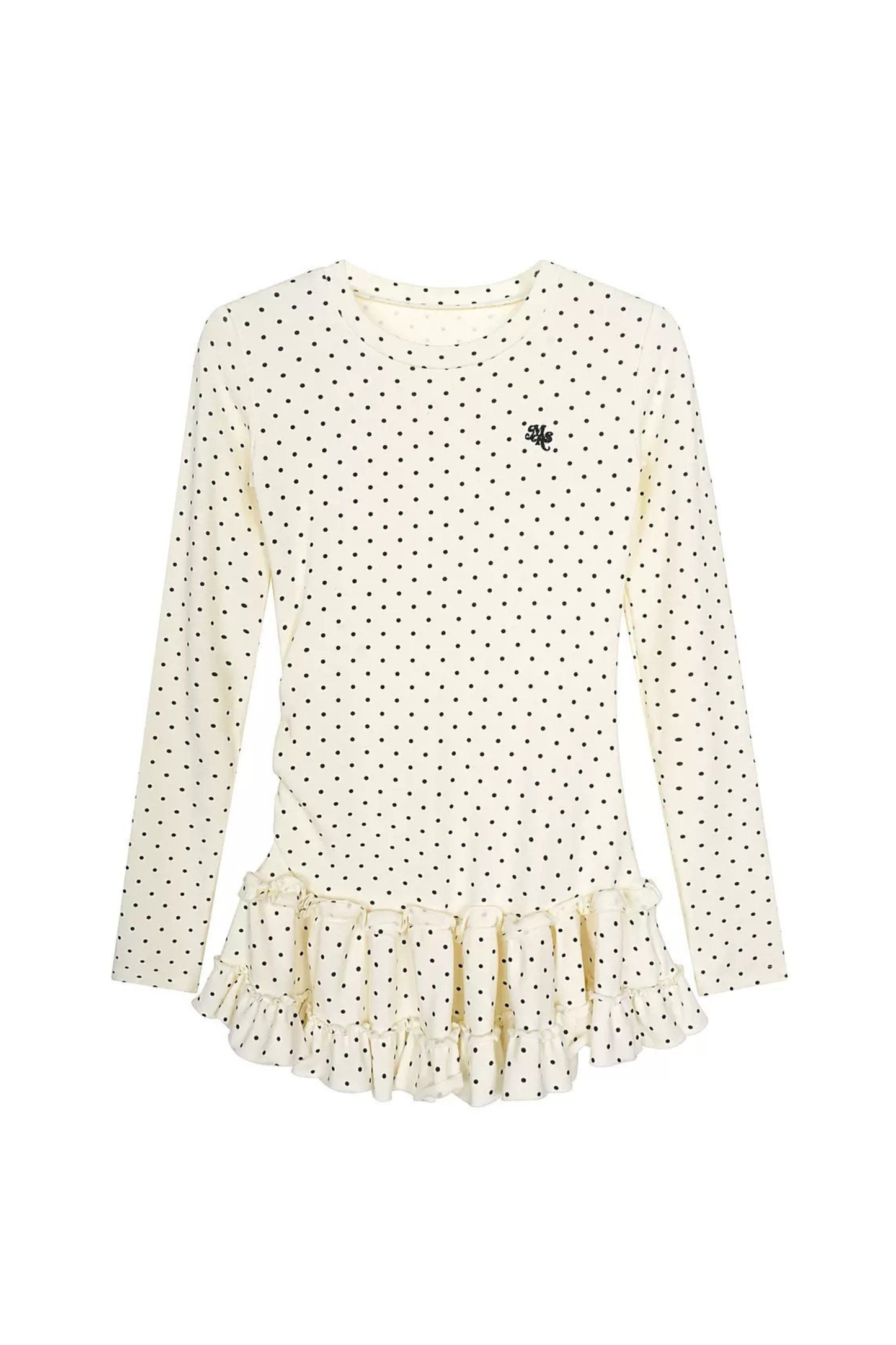 Gepunktetes Slim Rüschen-Top