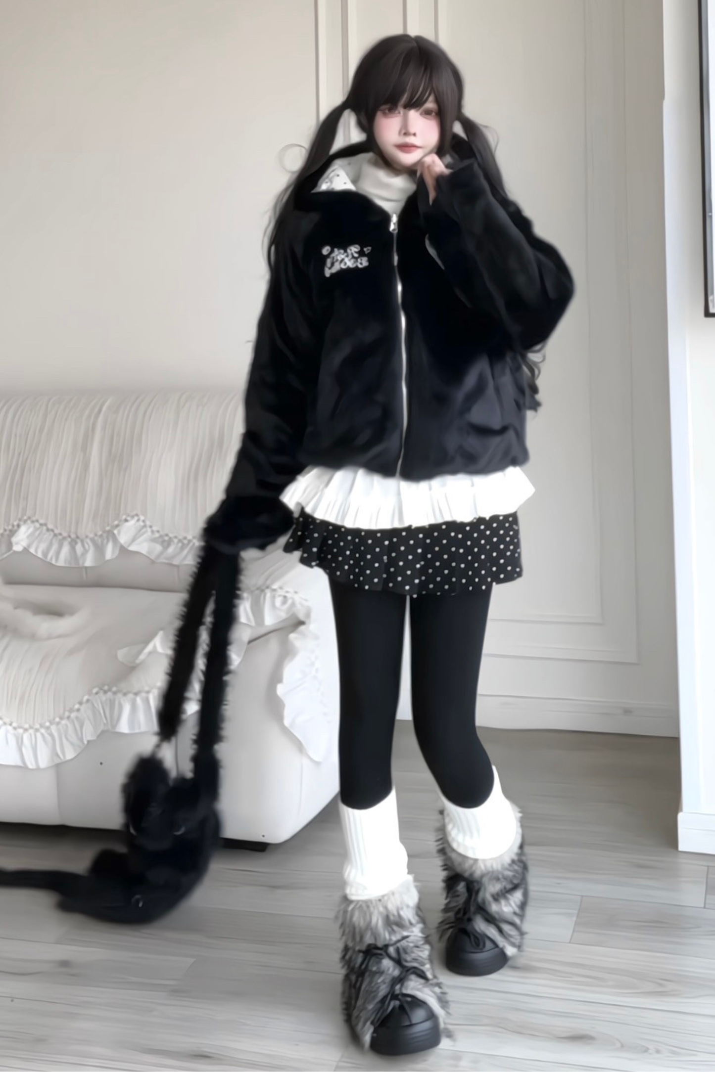 Animal Fur Reversible Zip Jacket