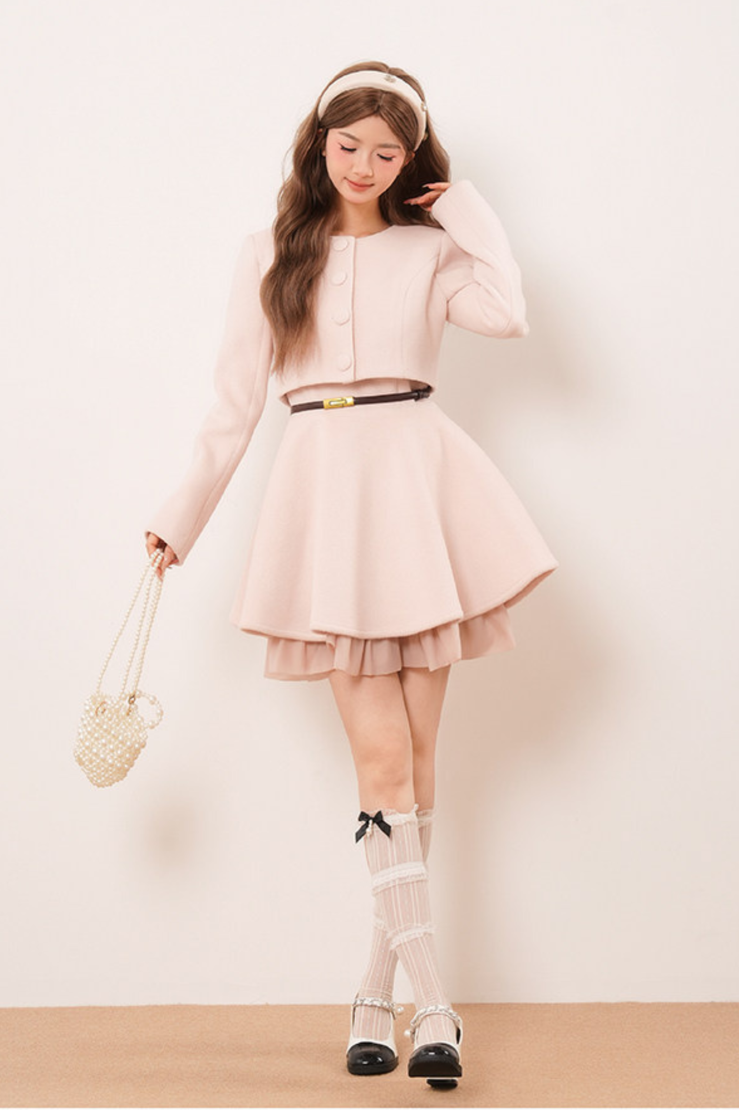 スイートパウダーショートジャケット+フレアドレス