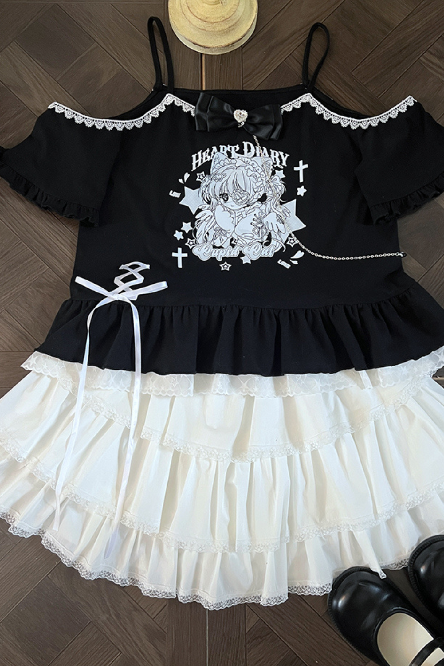 ソフトブラックキャットガールトップス+ケーキスカート