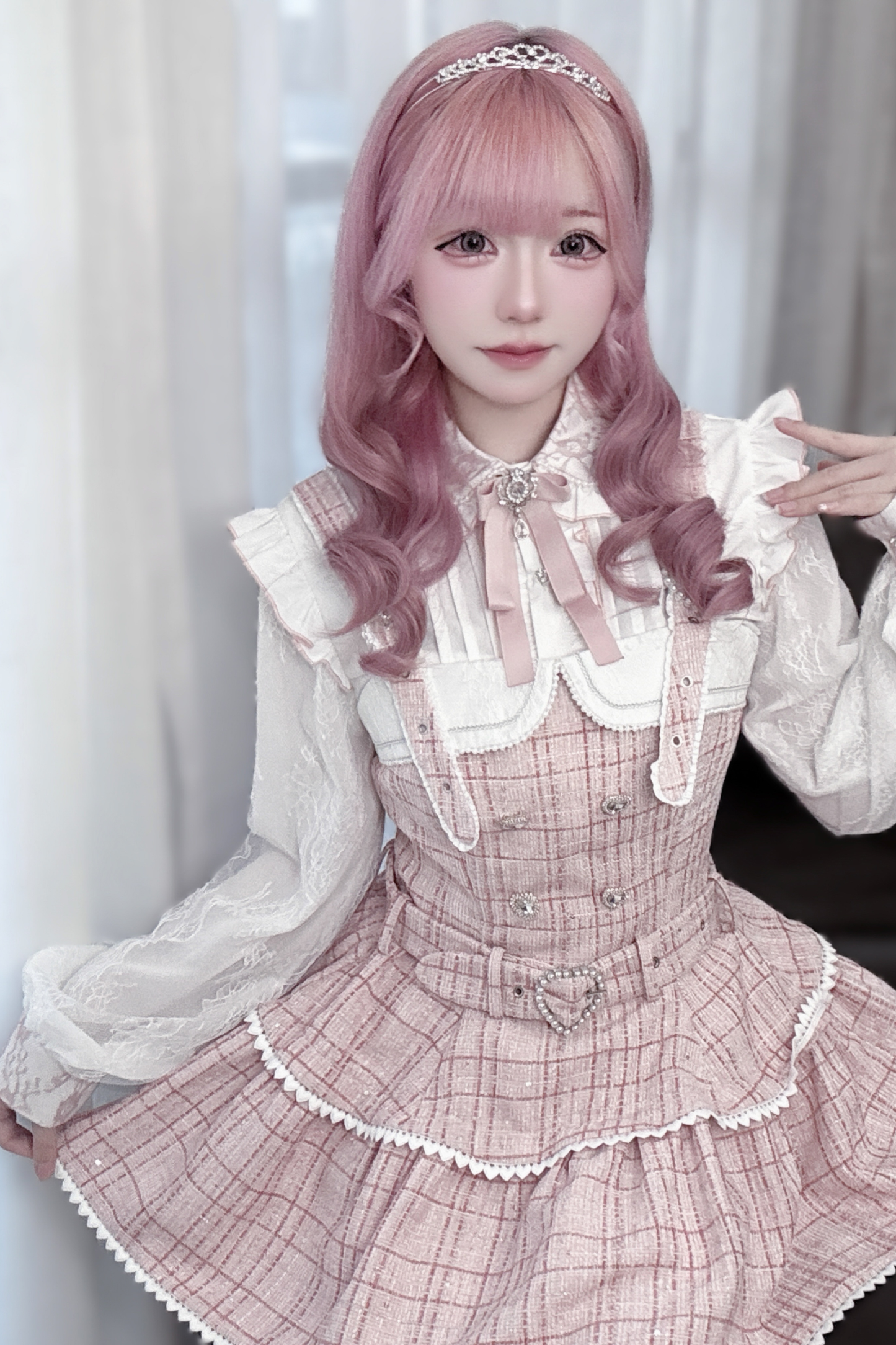 Check Design Suspender Skirt + Pants