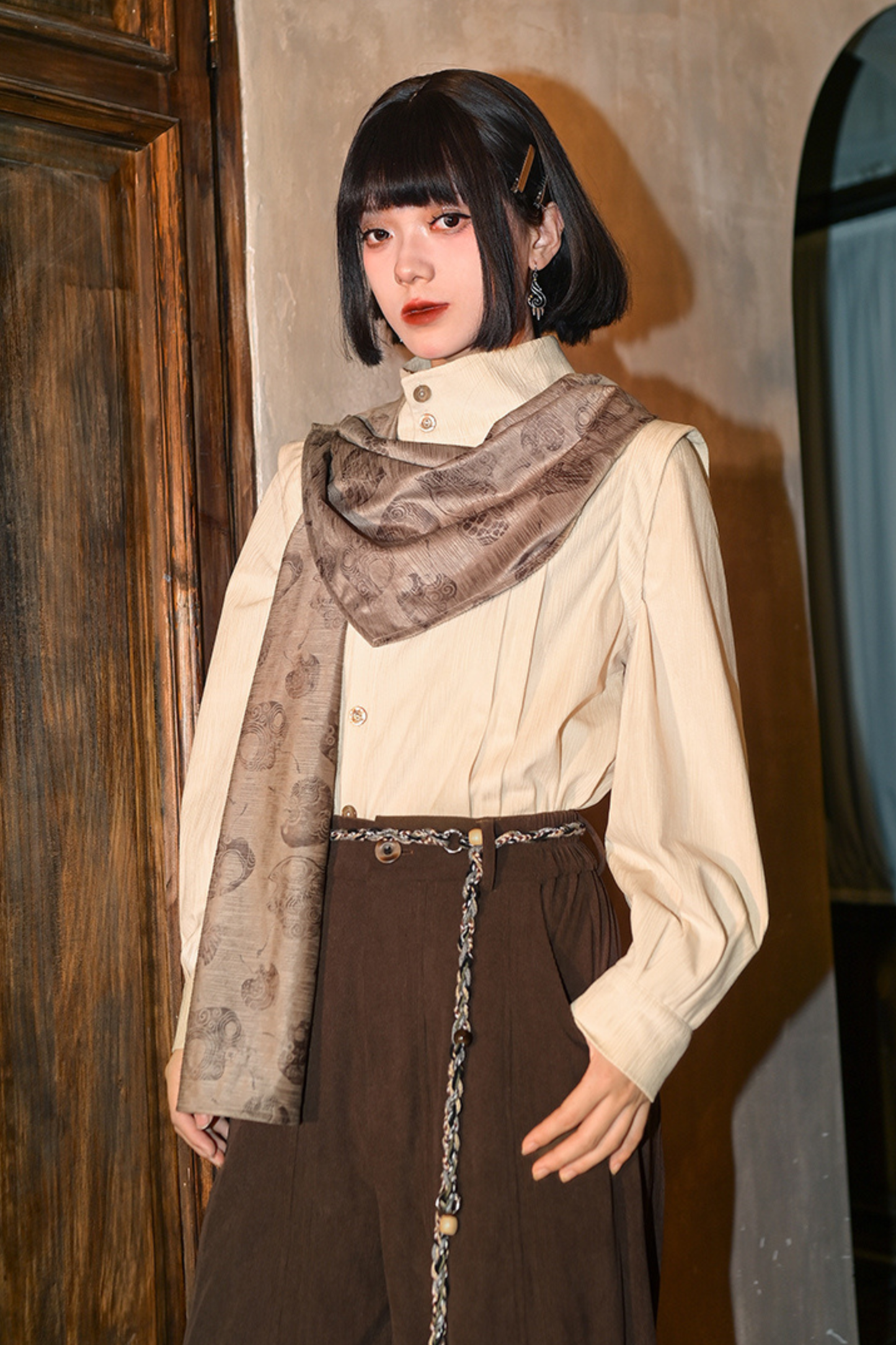 Cape stand collar design niche shirt