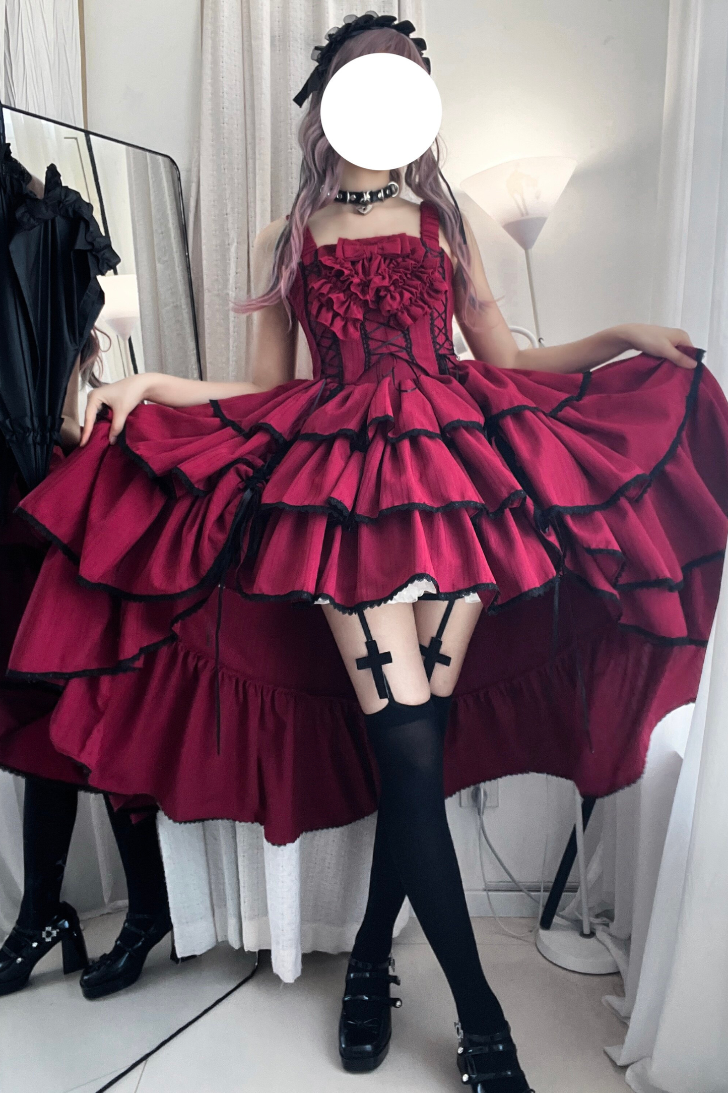 Wine Red Night Jumper Skirt + Shirt