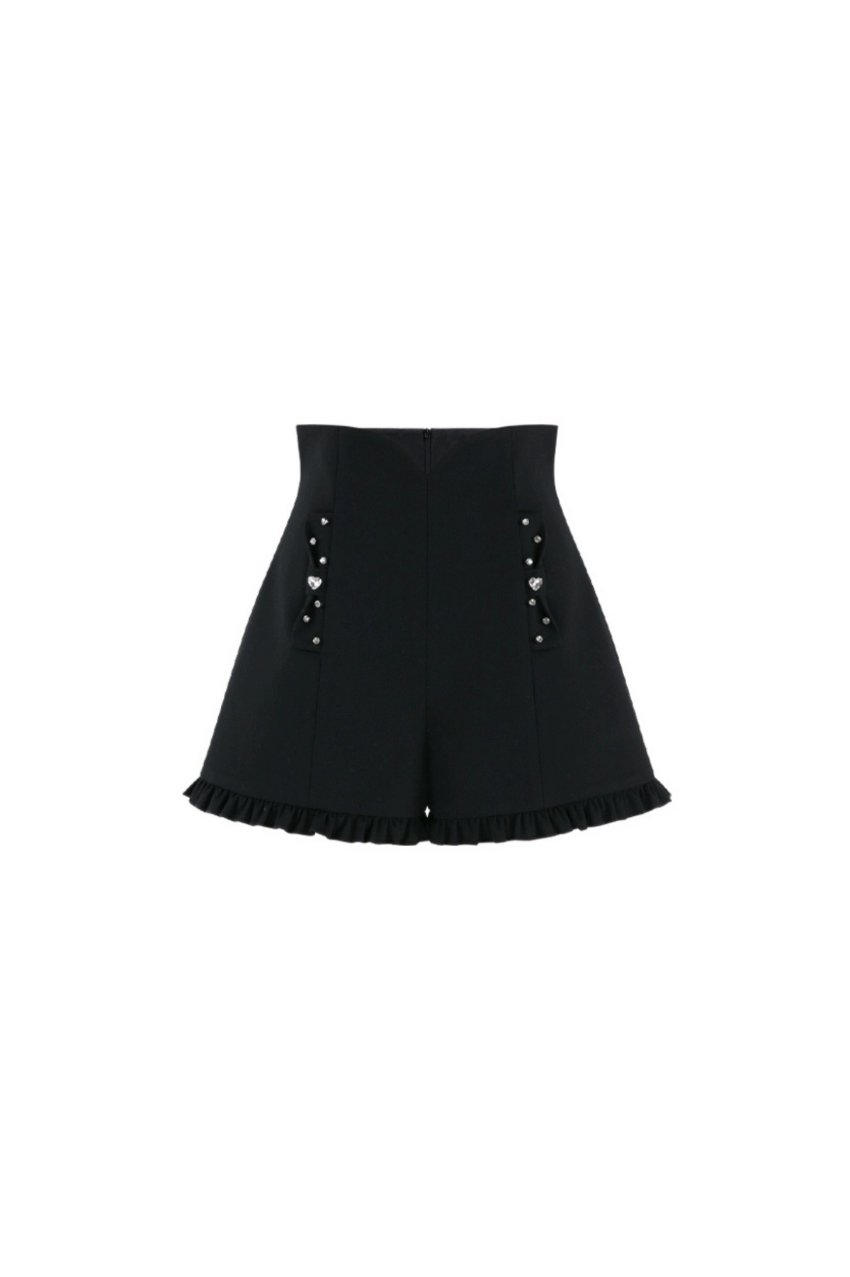Retro-Stehkragenbluse + Rüschenshorts