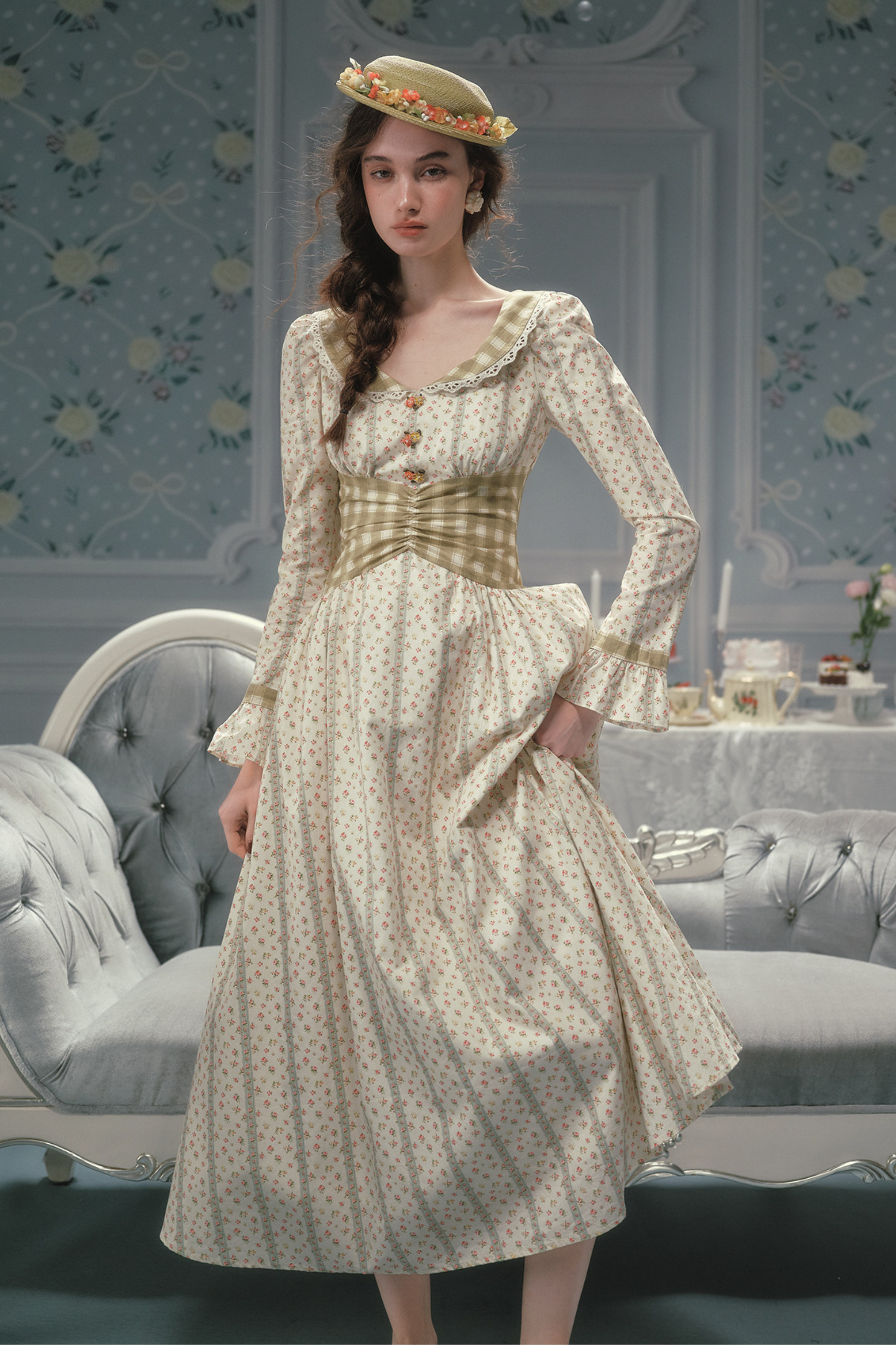 Retro Lace Maid Floral Cotton Dress – Belchic