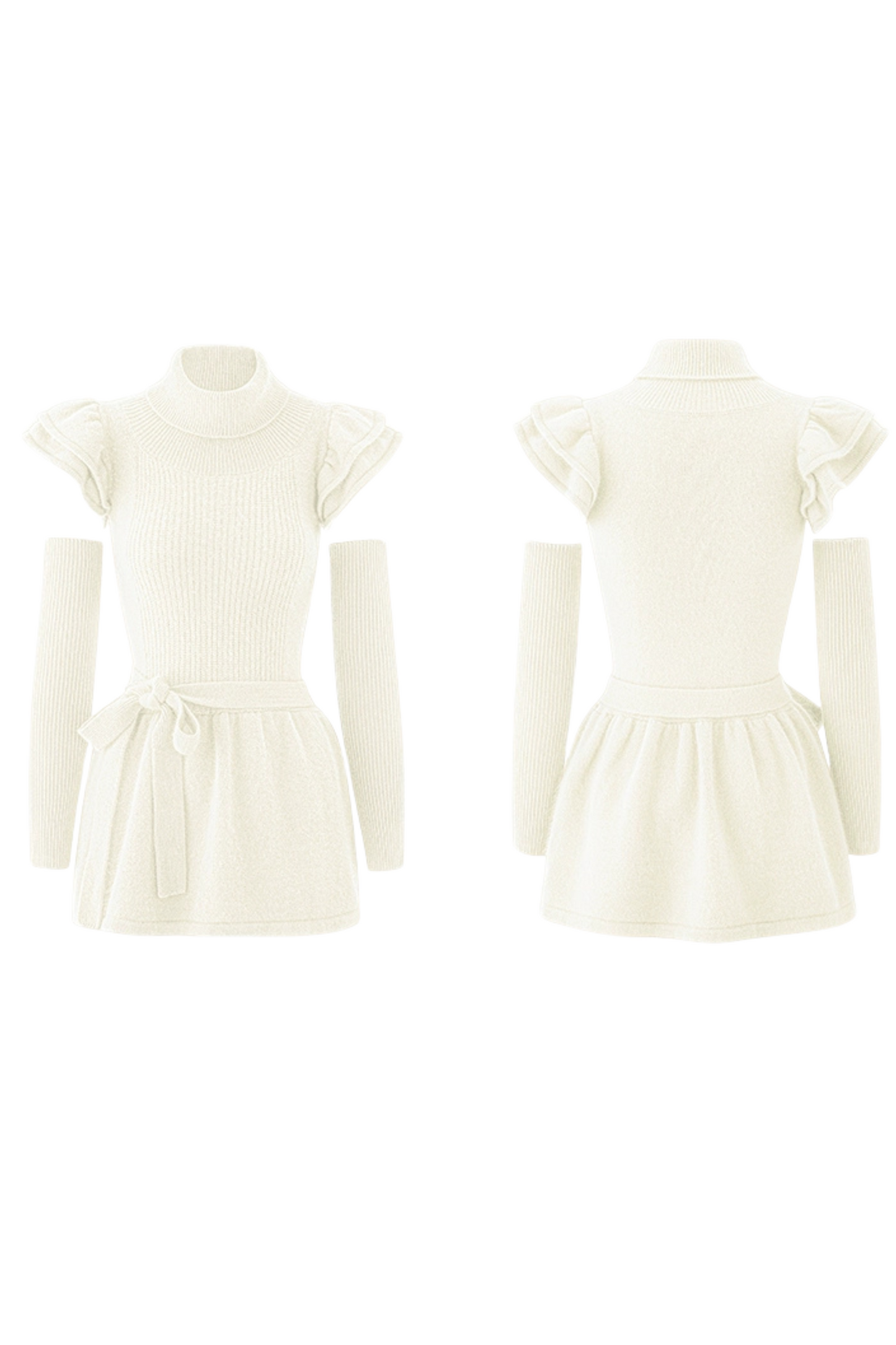 Sweet High Neck Flying Sleeve Knit Dress + Leg Warmers