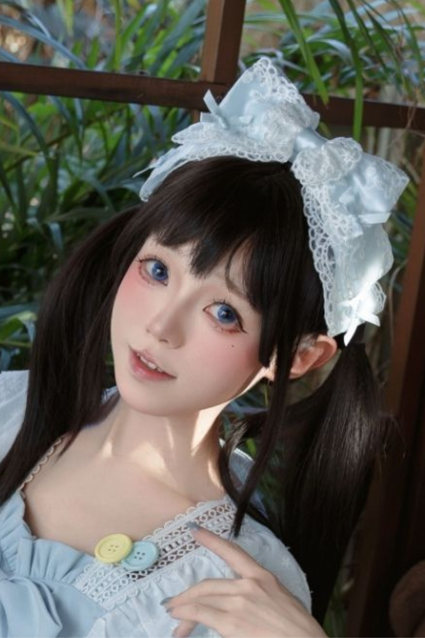 ブルーレースプリンセスドレス+ヘアバンド