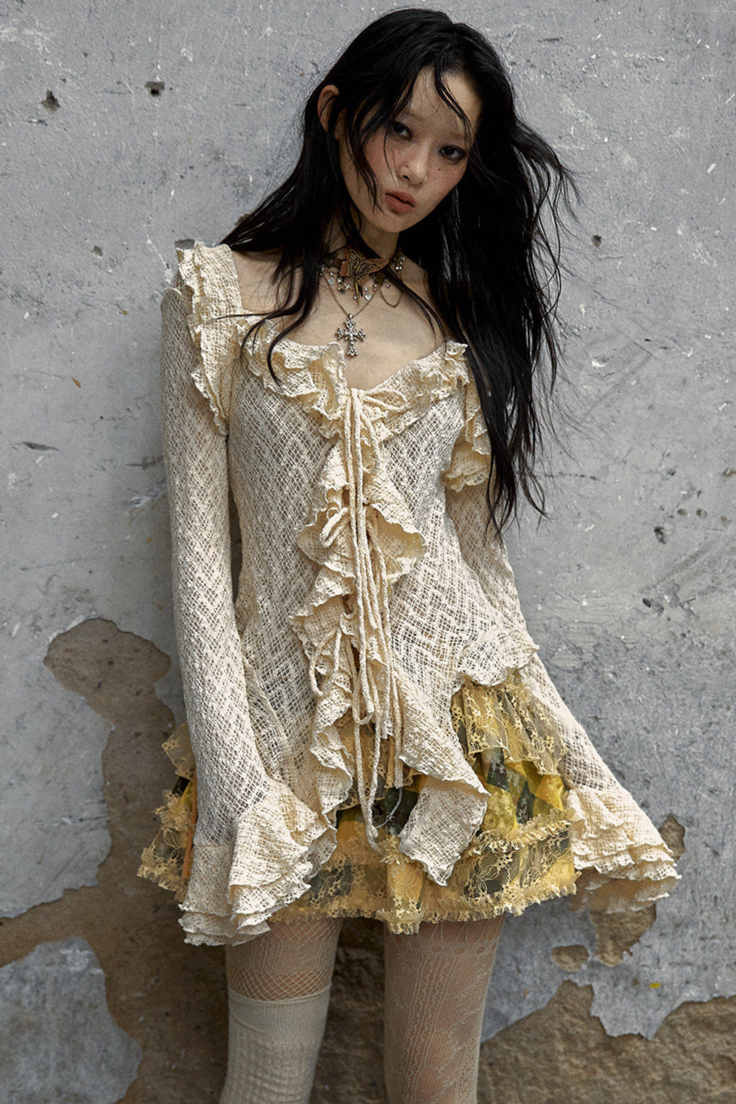 레트로 궁전 레이스 블라우스