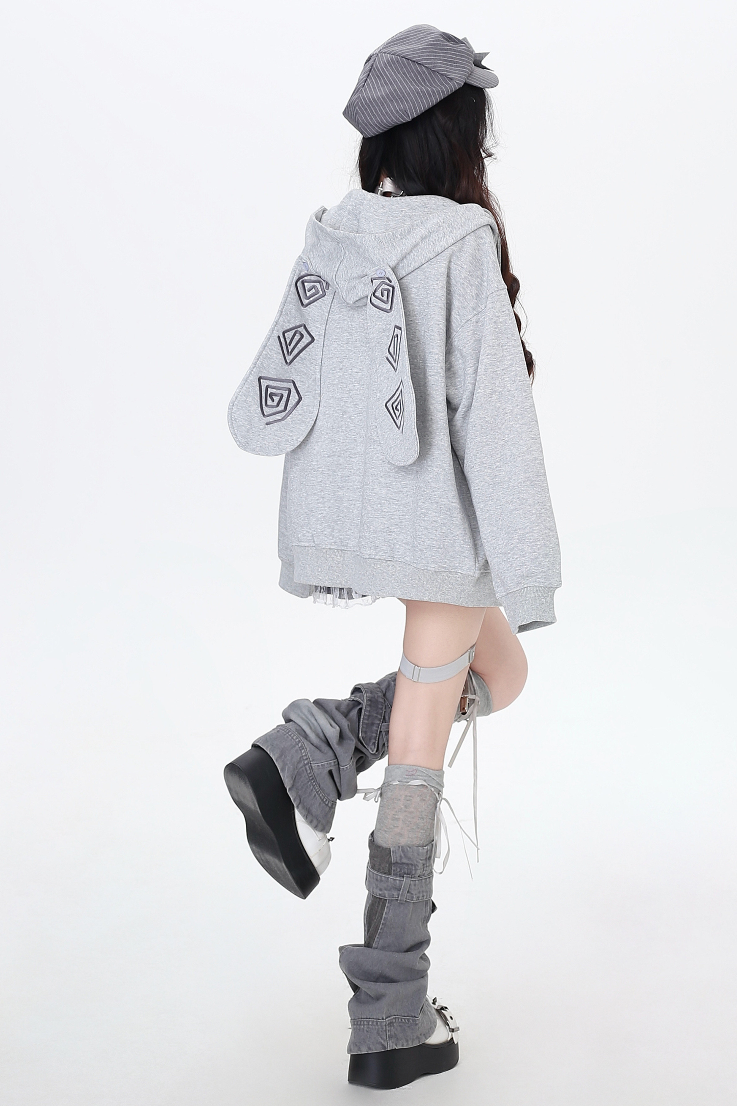 토끼 귀 루즈핏 후드티