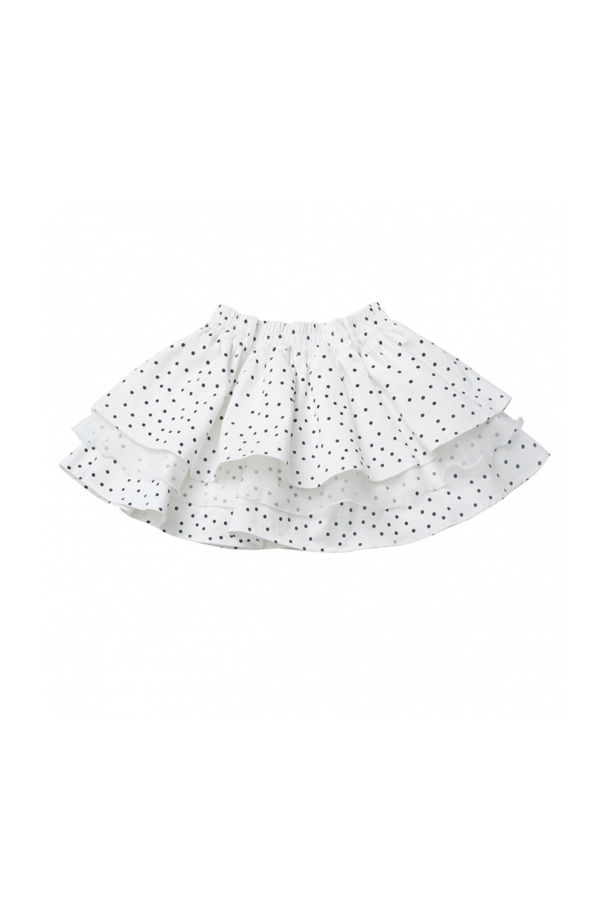 T-shirt con volantes + T-shirt con volantes de puntos + pantalones panda + falda de puntos