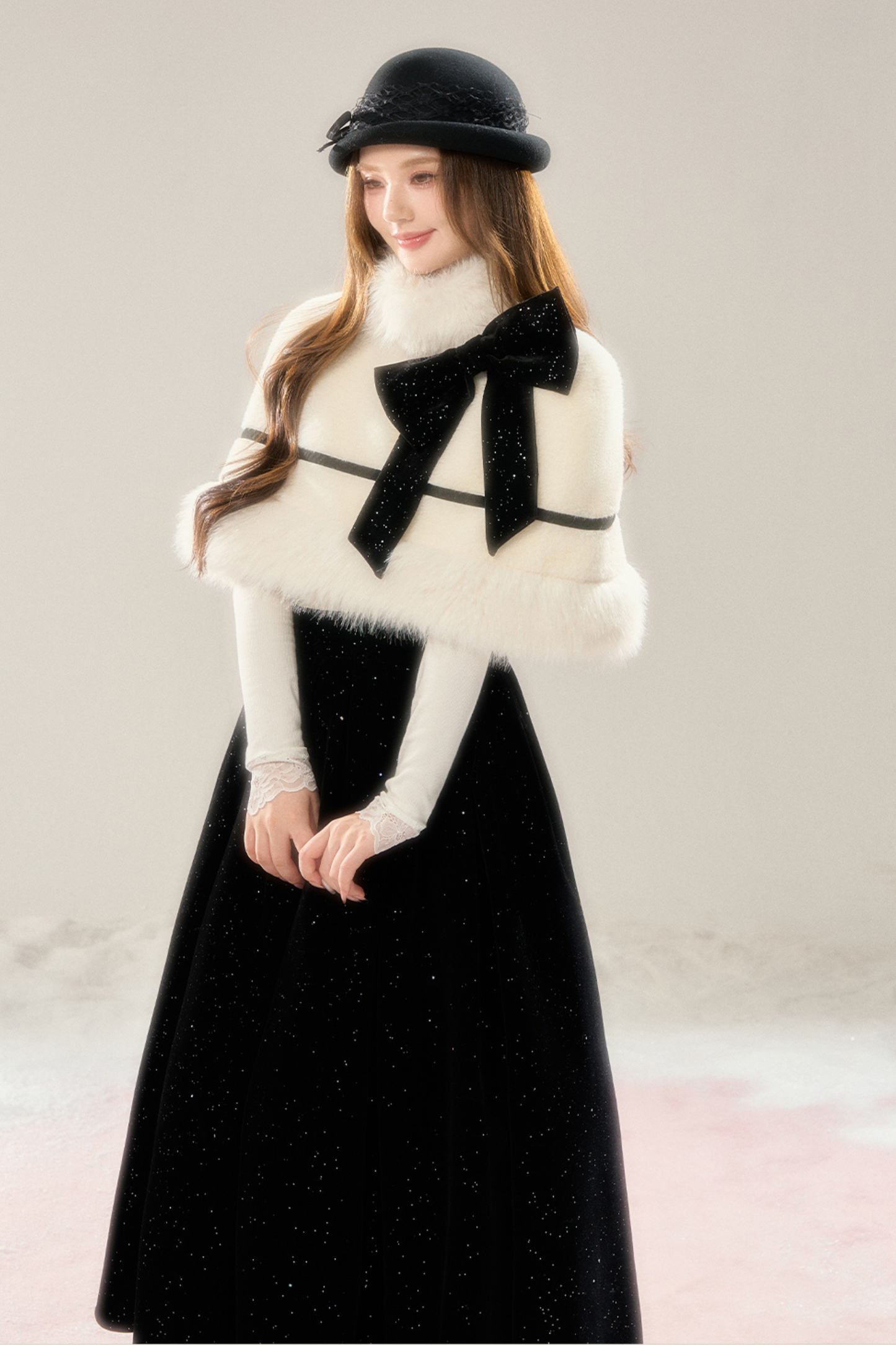 French high-end cloak + flared skirt