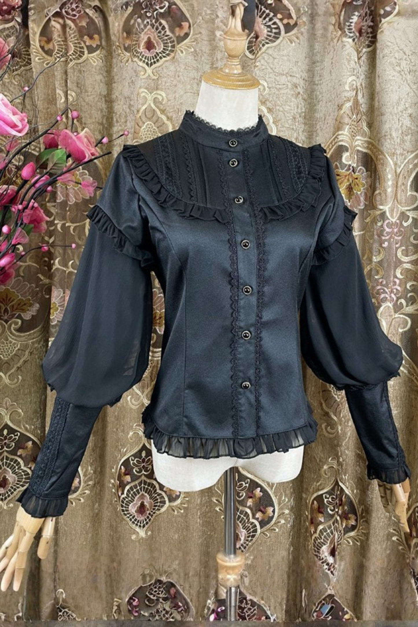Stand collar retro girly blouse