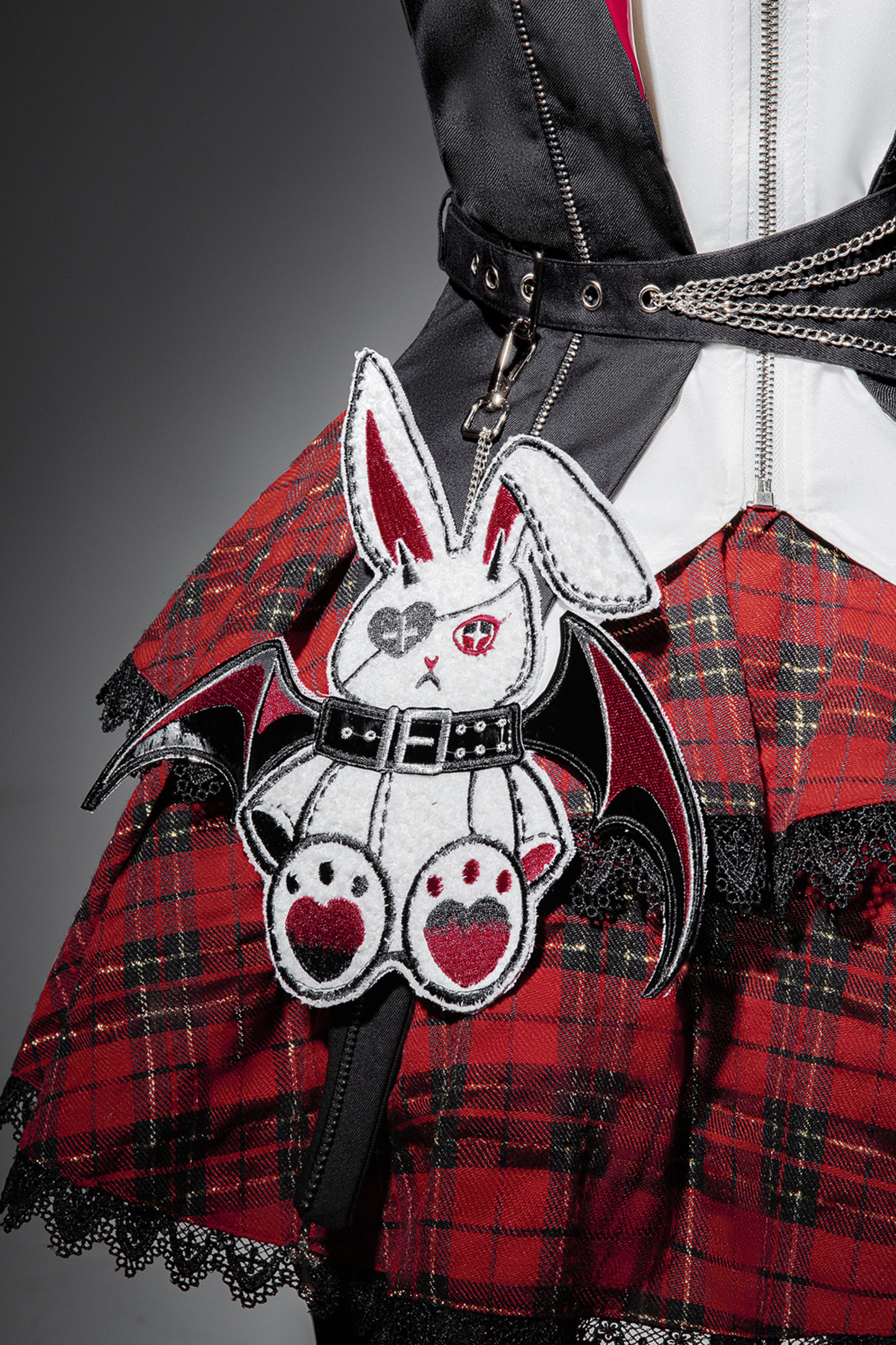 【予約商品】バニーロックスターガールフード付きジャケット+ブラウス+チェックスカート