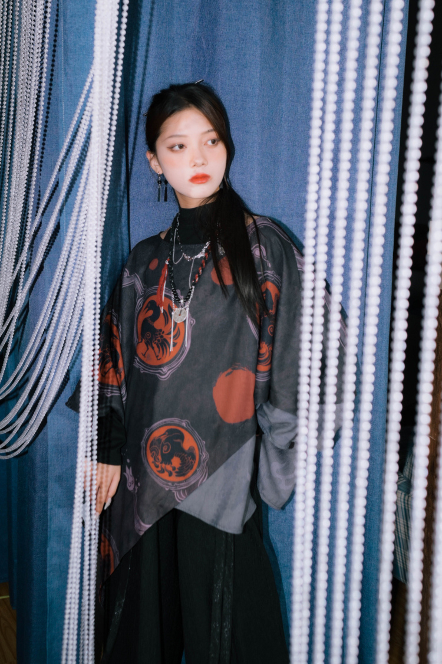 モードケープスタイルルーズスモックトップス