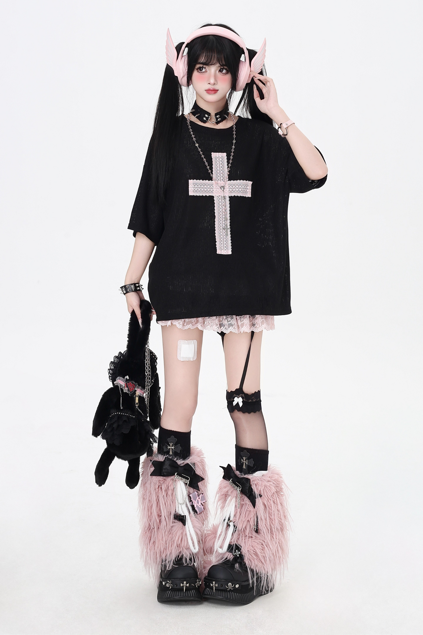 サブカルチャークロスパッチルーズトップス