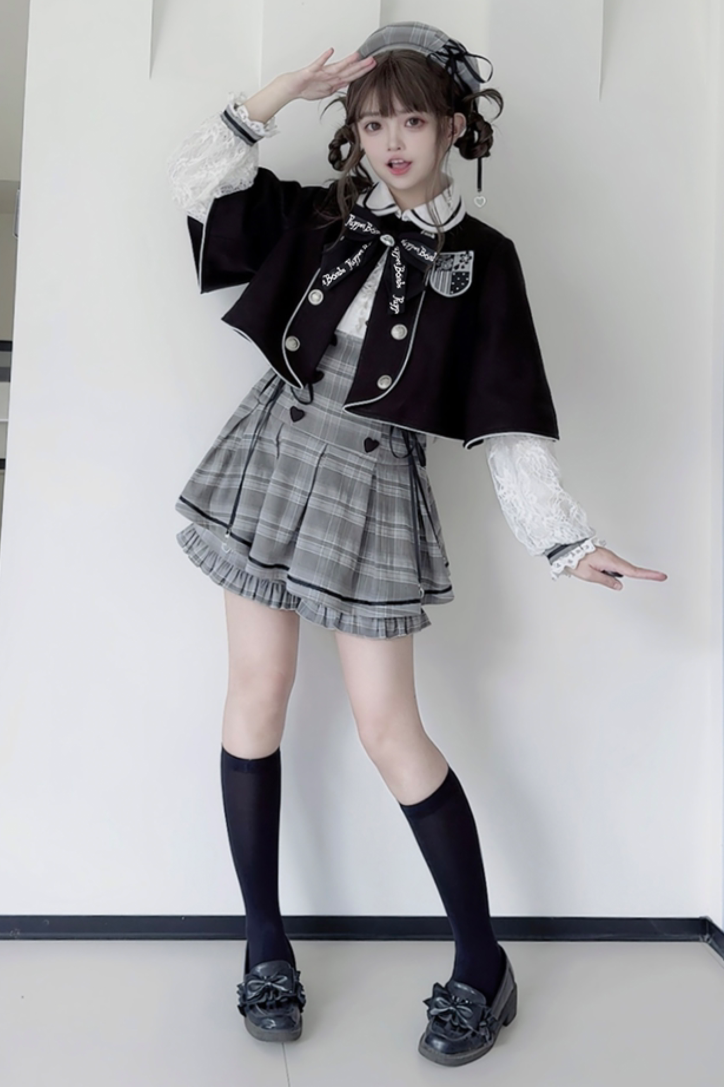 Detektiv-Akademie-Karo-Kleid + Hose + Cape