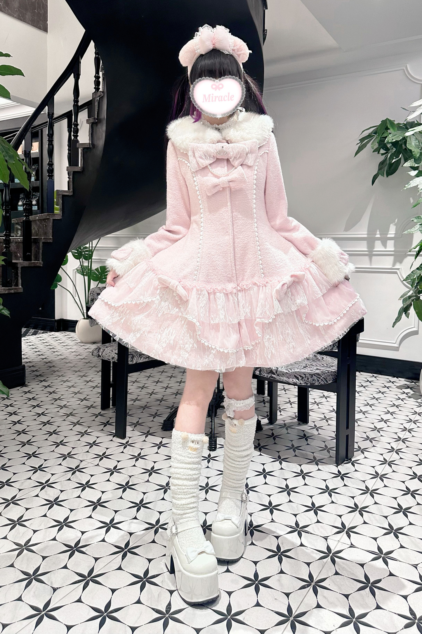 ガーリースノーリボンコート