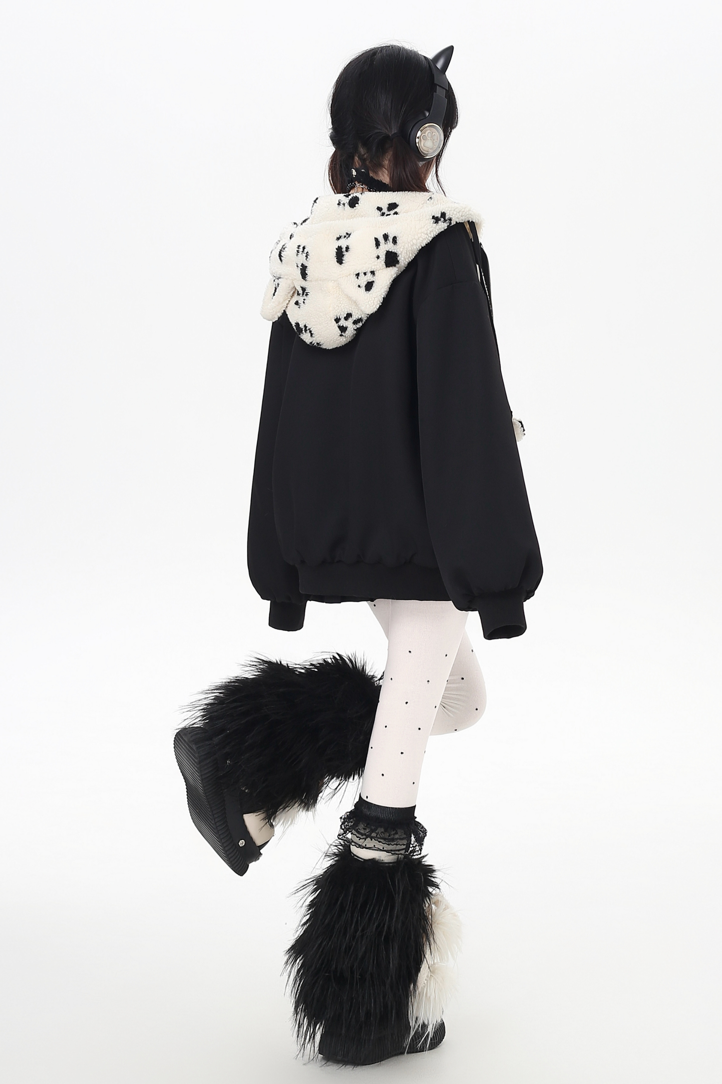 Dark Sweet Cat Ear Fleece Loose Jacket