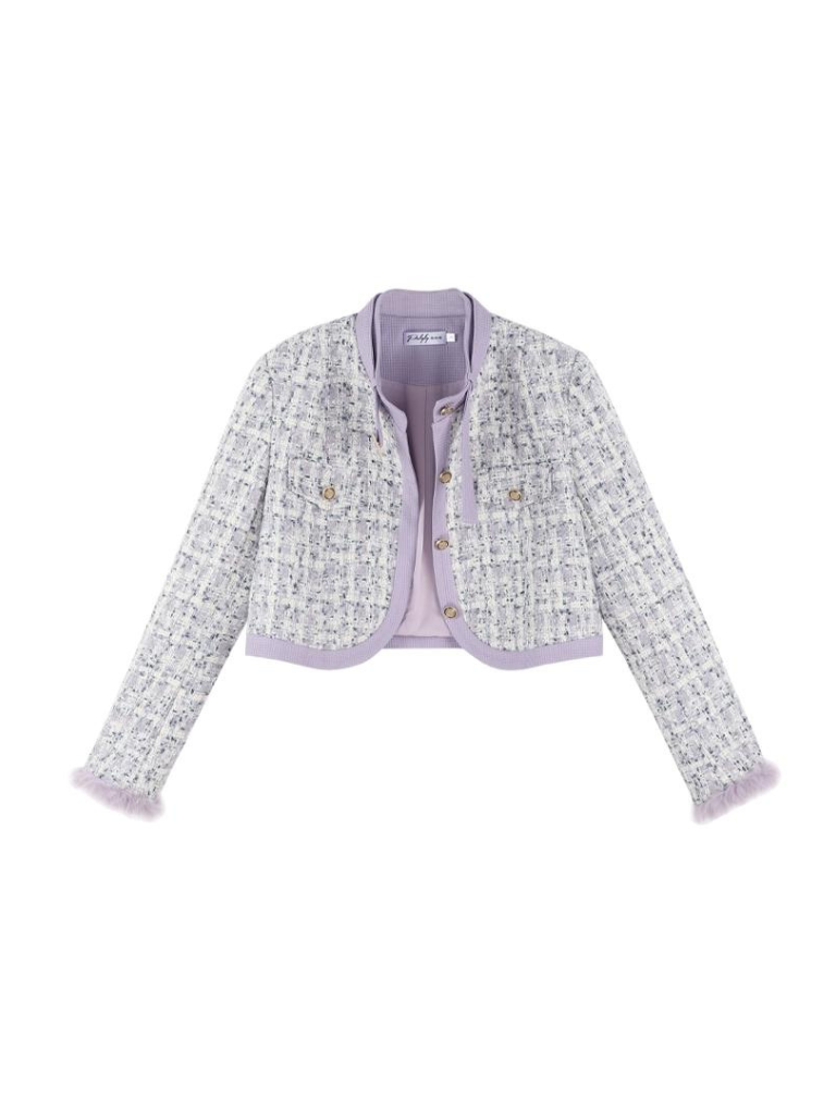 트위드 쇼트 코트 + 트위드 스커트 + 슬림한 상의