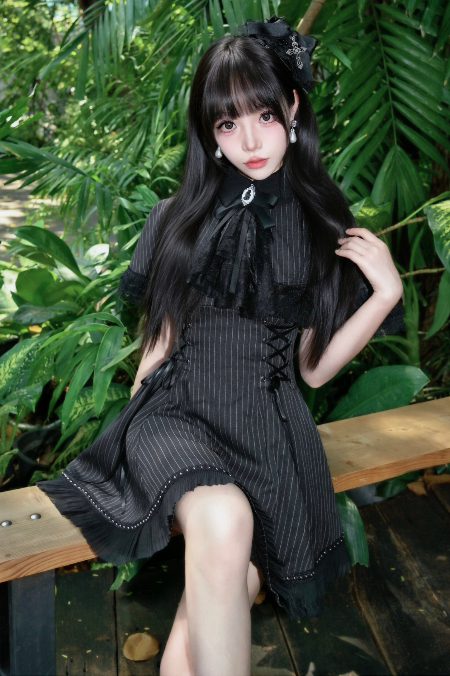French Stripe Cape Dress