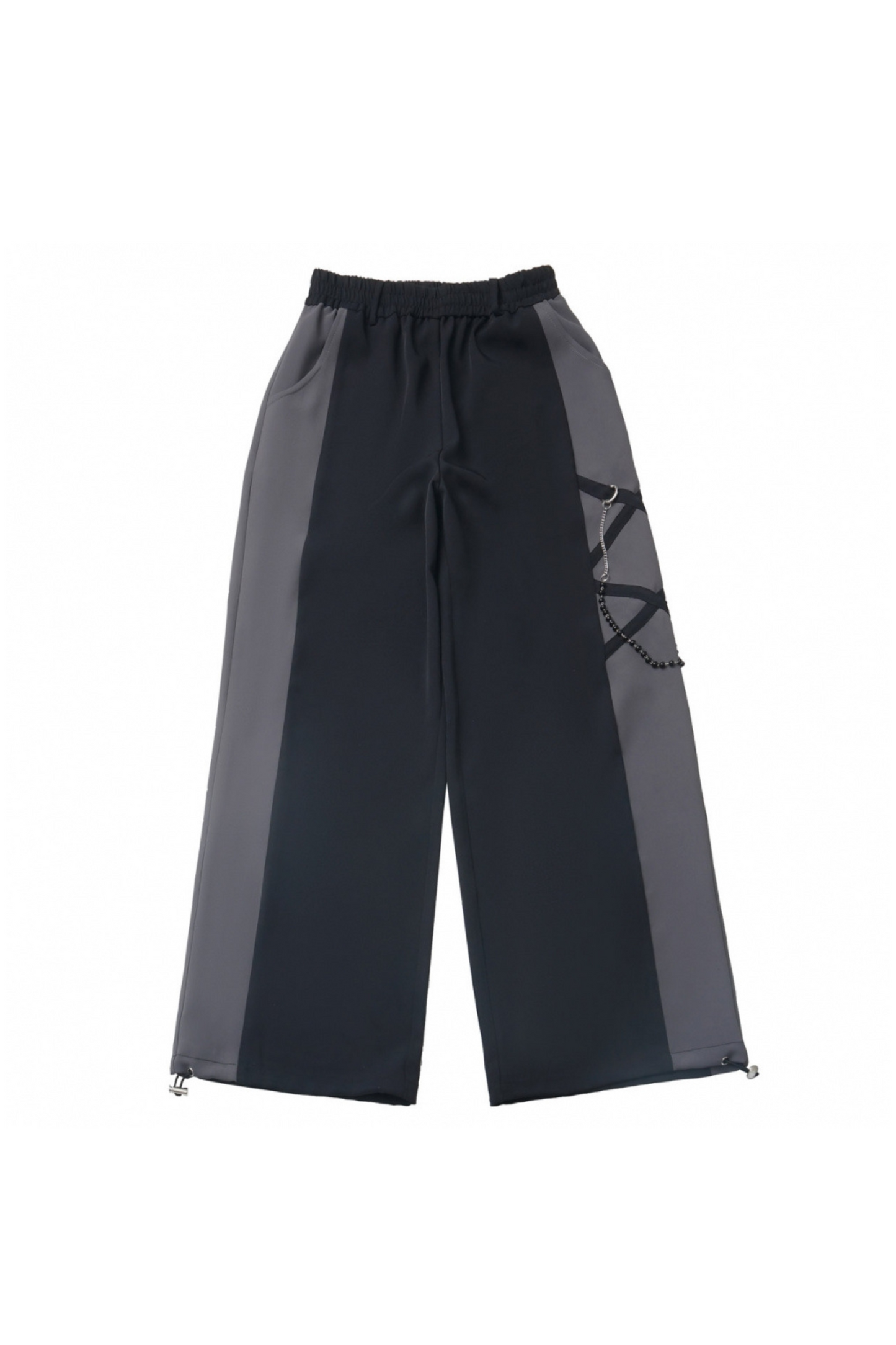 Mode lace-up T-shirt + waist design top + wide pants